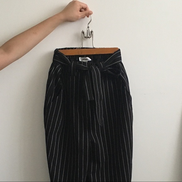 Garage Pinstripe Belted Carrot Pants - Picture 2 of 3